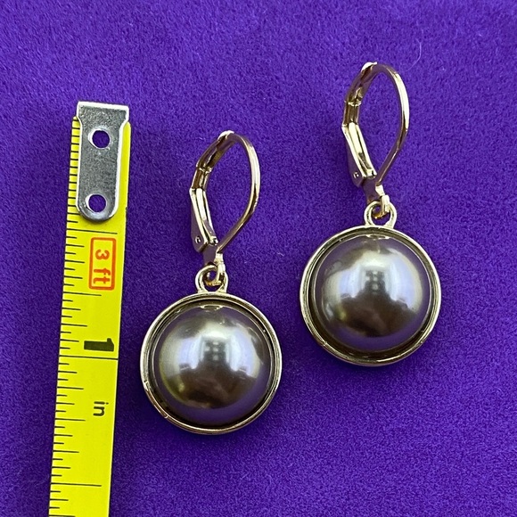 💛 Gold Plated Joan Rivers Pearl Drop Earrings - Picture 5 of 5